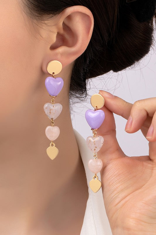 Multi Heart Drop Earrings