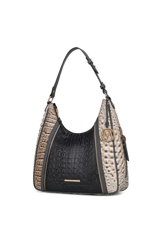 Faux Crocodile-Embossed Handbag