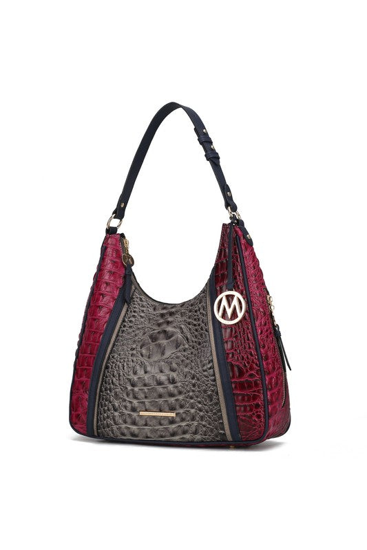 Faux Crocodile-Embossed Handbag