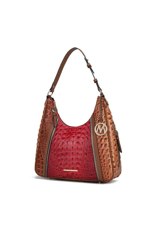 Faux Crocodile-Embossed Handbag