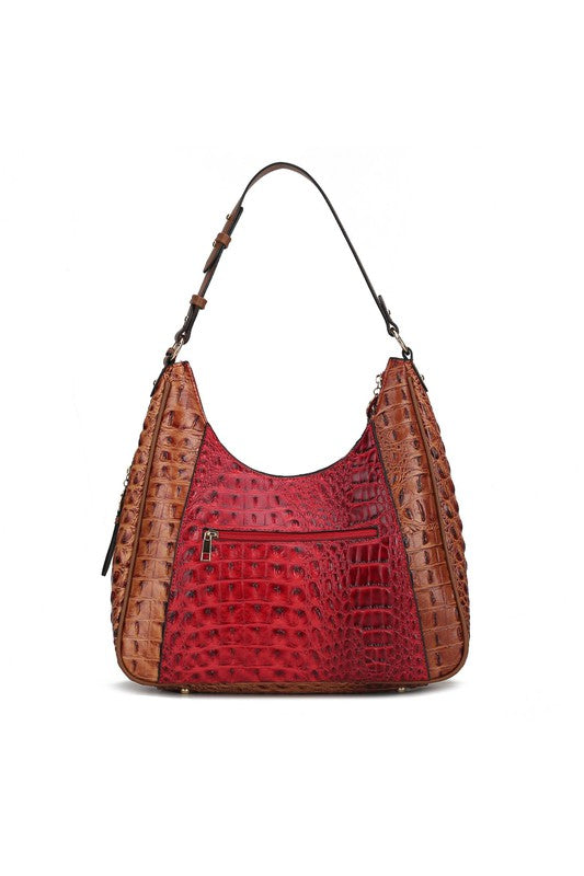 Faux Crocodile-Embossed Handbag