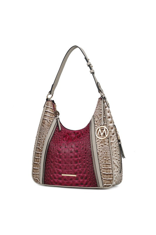 Faux Crocodile-Embossed Handbag