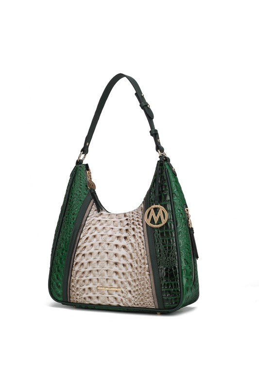 Faux Crocodile-Embossed Handbag