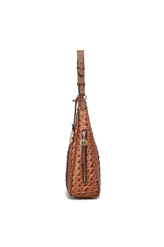 Faux Crocodile-Embossed Handbag