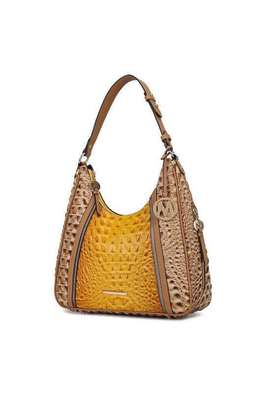 Faux Crocodile-Embossed Handbag
