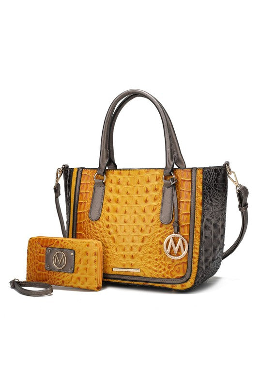 Faux Crocodile Satchel Set
