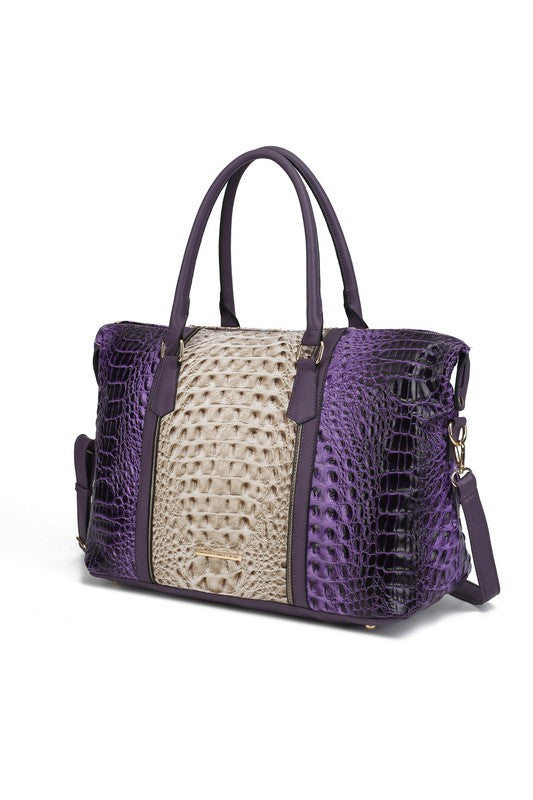 Faux Crocodile Duffle Bag