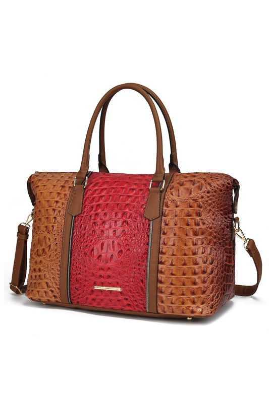 Faux Crocodile Duffle Bag