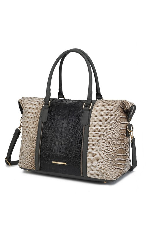 Faux Crocodile Duffle Bag