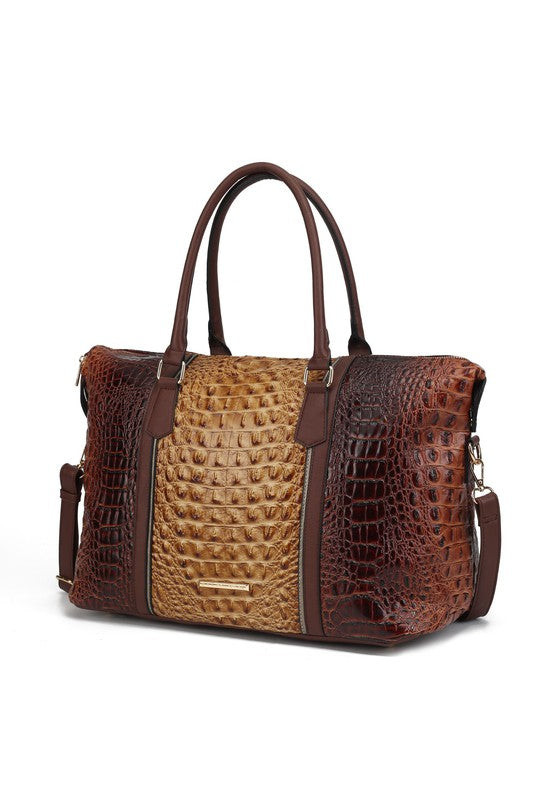 Faux Crocodile Duffle Bag