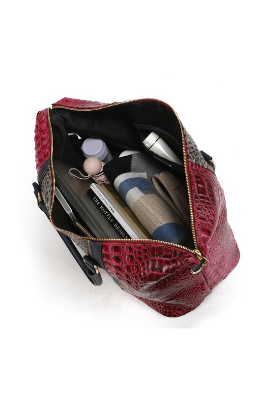 Faux Crocodile Duffle Bag