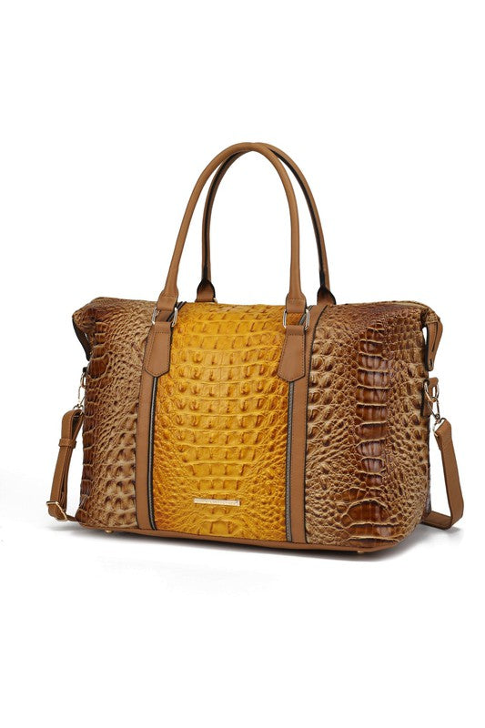 Faux Crocodile Duffle Bag
