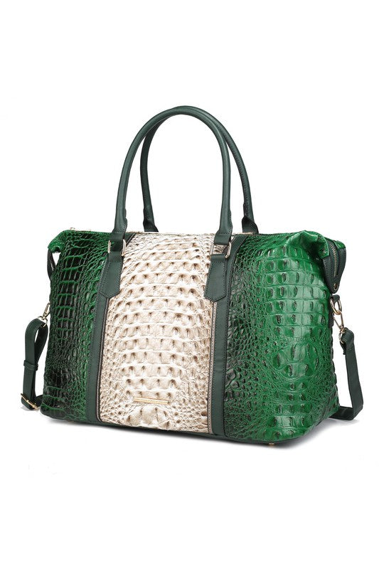 Faux Crocodile Duffle Bag