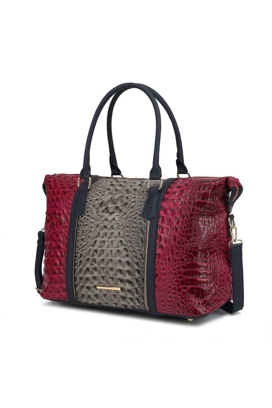 Faux Crocodile Duffle Bag