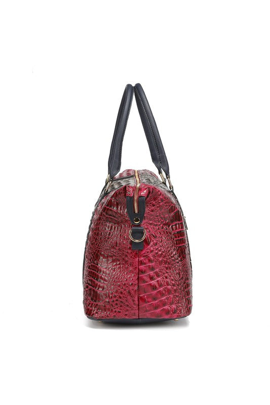 Faux Crocodile Duffle Bag