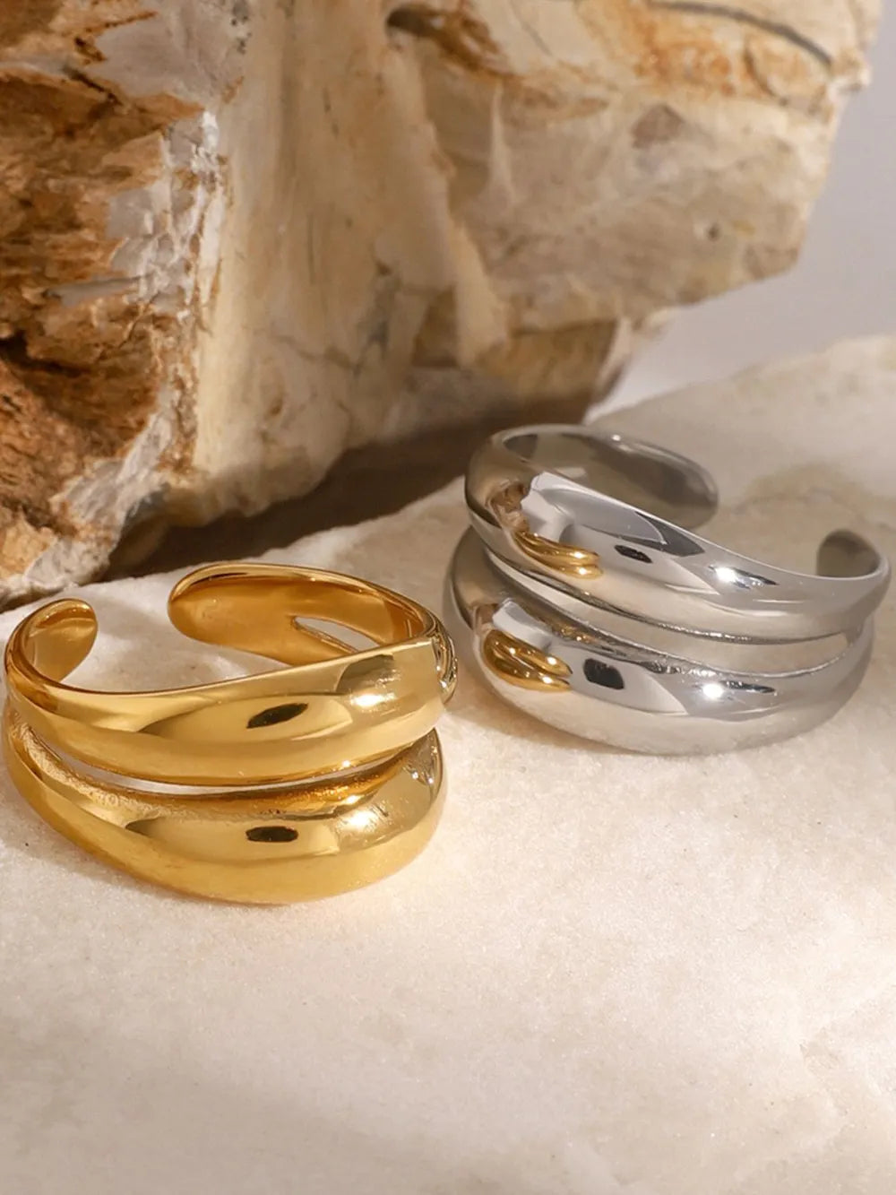 Stainless Steel Double-Layered Ring - alternate ring view