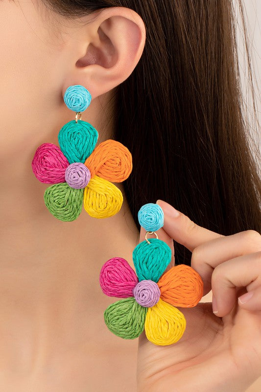 Woven Raffia Drop Earrings