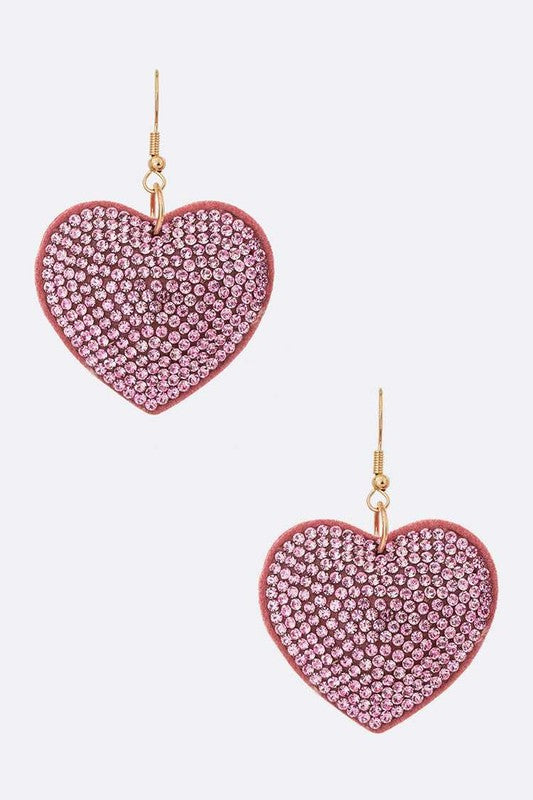 Pavé Heart Drop Earrings