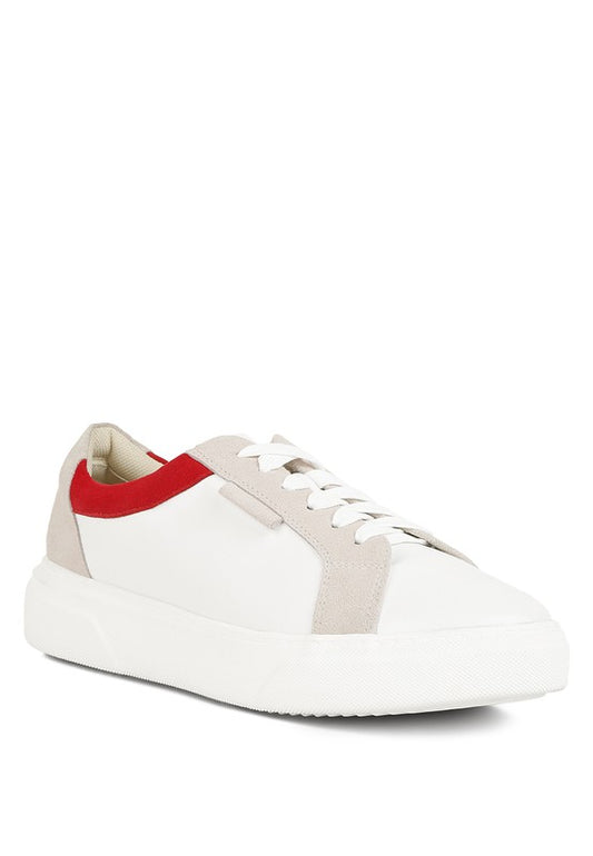 Color Block Leather Sneakers