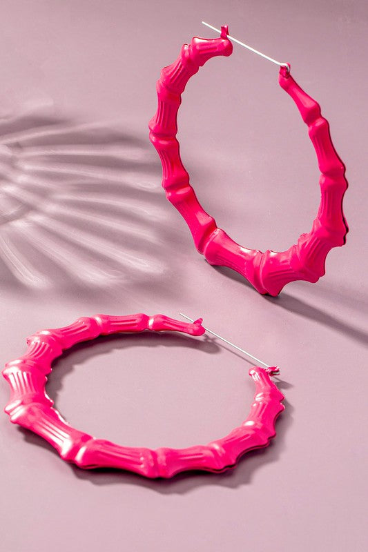 Bamboo Shaped Hoop Earrings