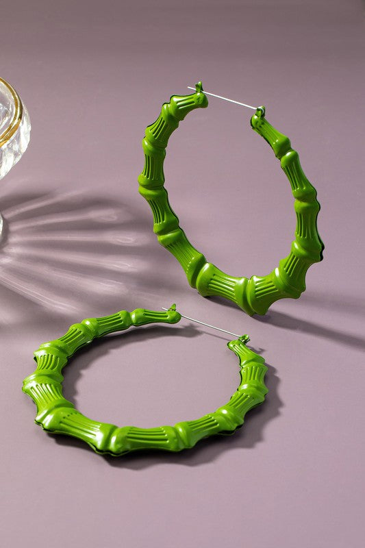 Bamboo Shaped Hoop Earrings