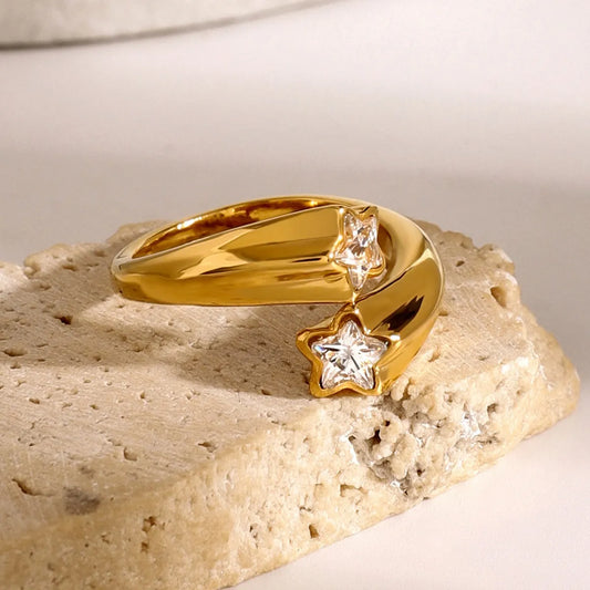 Star Crystal Gold Adjustable Ring in Gold - women's ring
