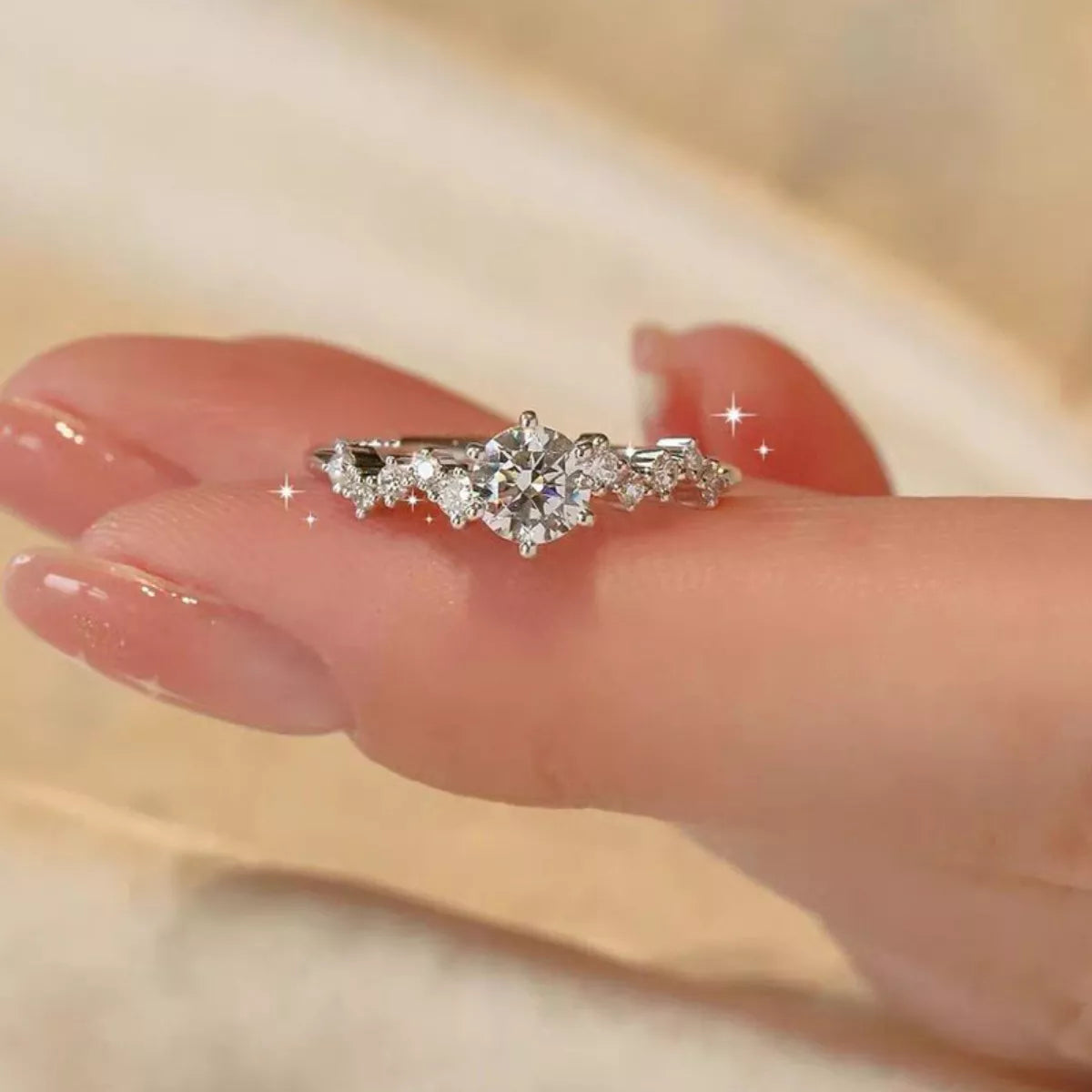 1 Carat Moissanite Sterling Silver Ring - alternate ring view