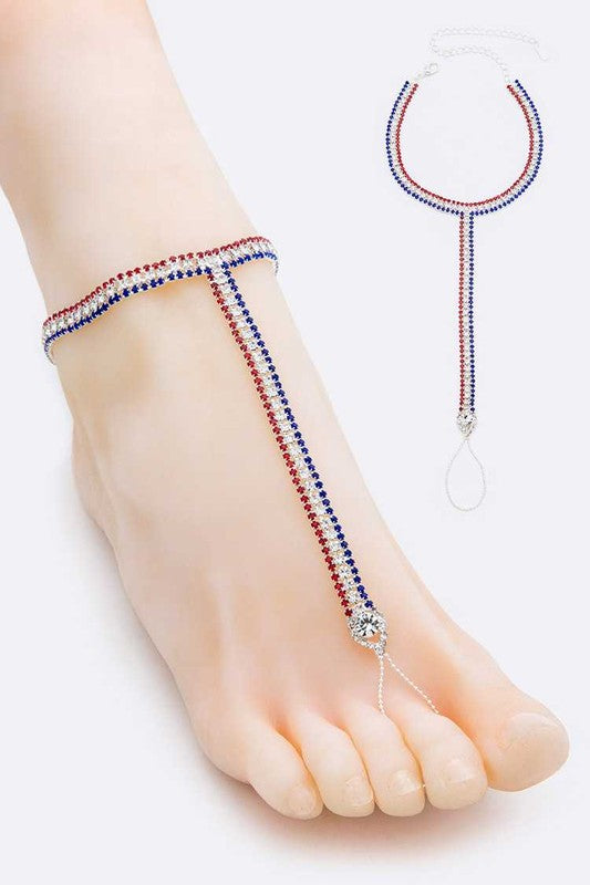 Americana Rhinestone Foot Anklet