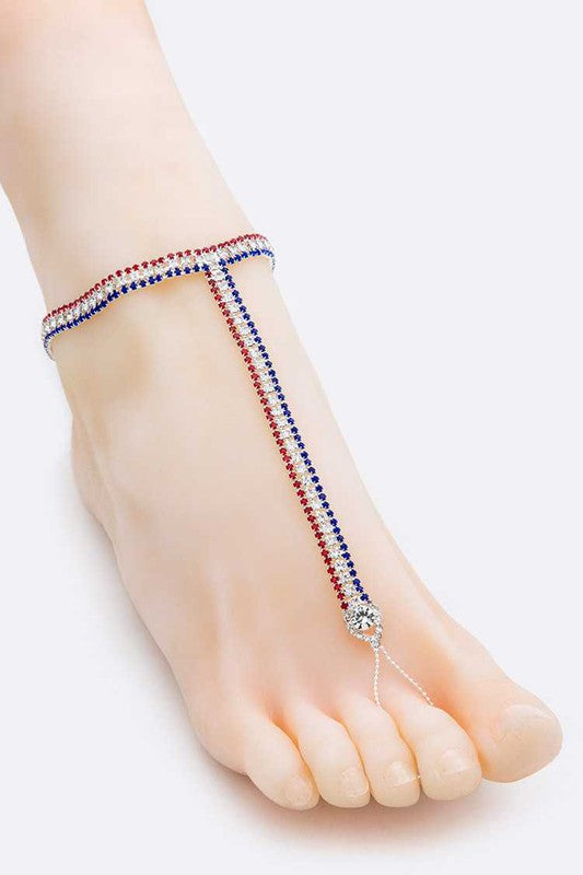 Americana Rhinestone Foot Anklet