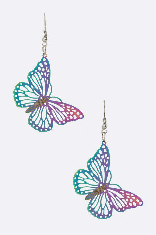 Rainbow Filigree Butterfly Earrings