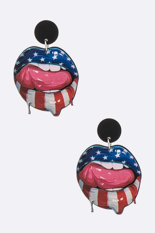 American Flag Lip Earrings