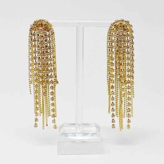 Rhinestone Chain Fringe Earrings