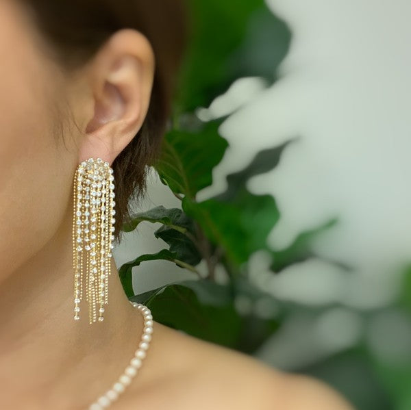 Rhinestone Chain Fringe Earrings