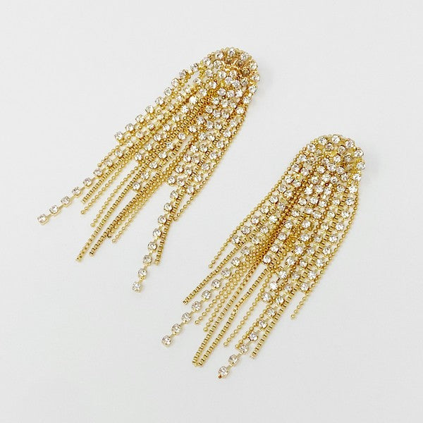 Rhinestone Chain Fringe Earrings