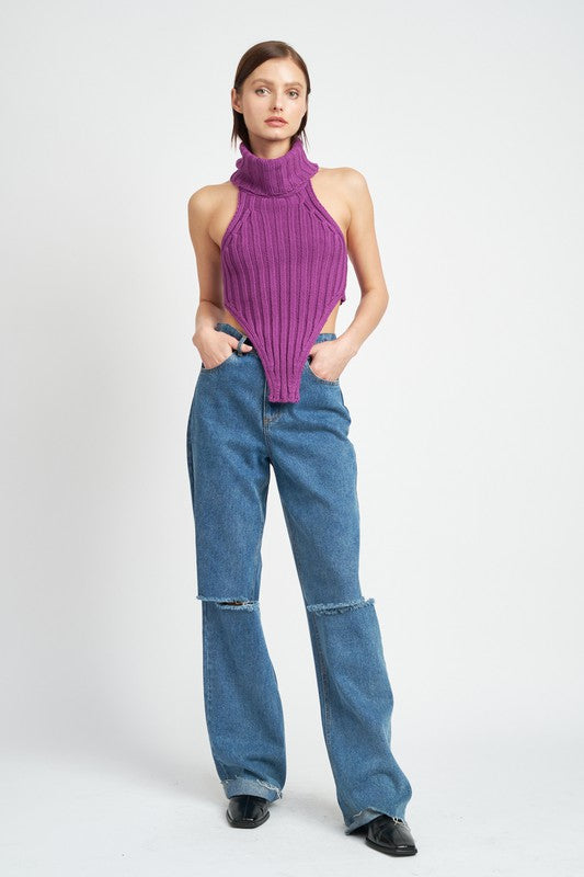 Ribbed Halter Crop Top