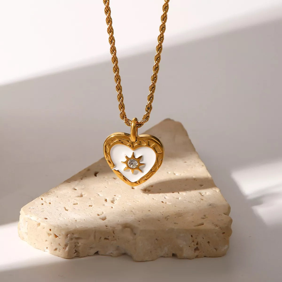 18K Gold-Plated Zircon Heart Necklace - alternate necklace view