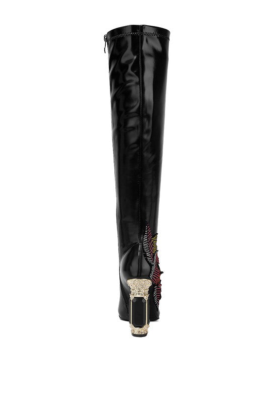 Rhinestone Knee High Boots