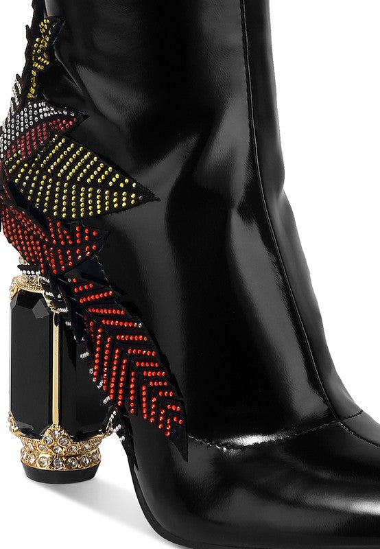 Rhinestone Knee High Boots