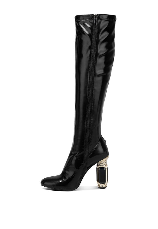 Rhinestone Knee High Boots