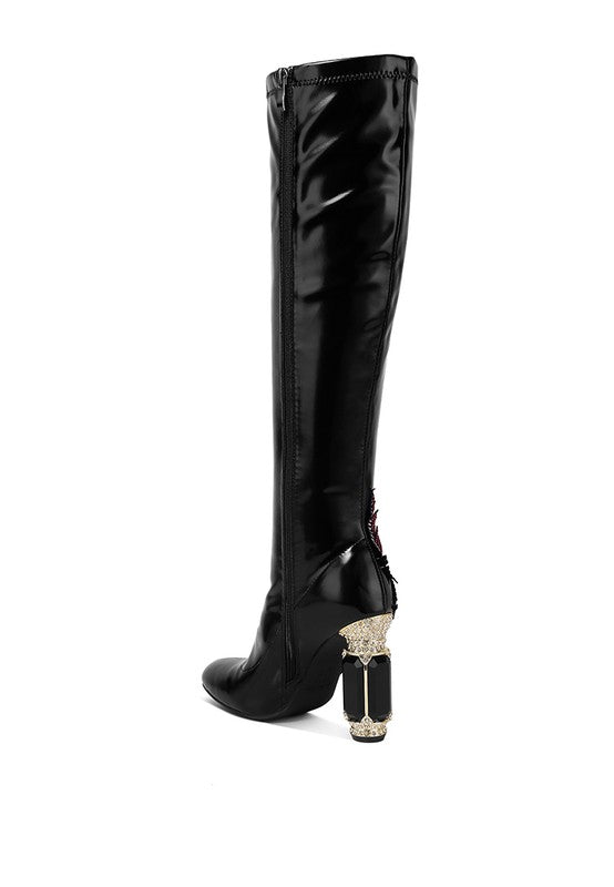 Rhinestone Knee High Boots