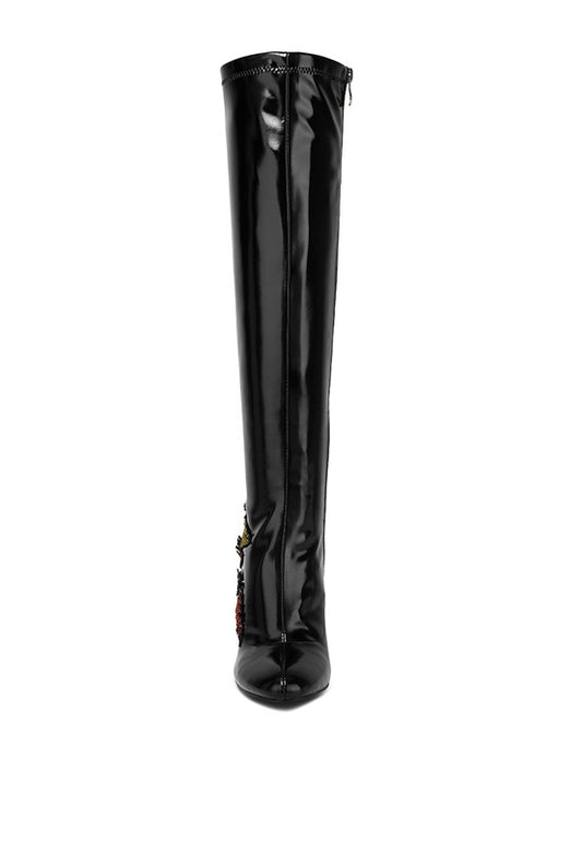 Rhinestone Knee High Boots