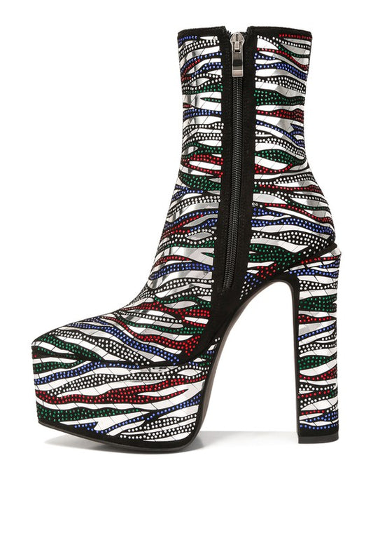 Pattern Embellished Platform Boots