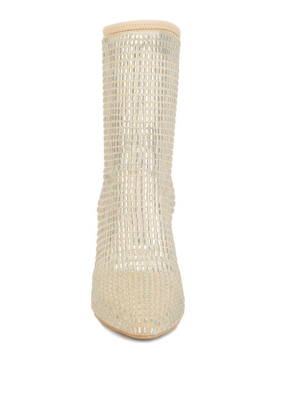 Rhinestones Mesh Boots