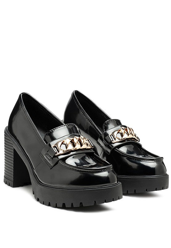 Block Heeled Chunky Loafers