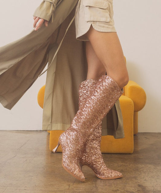 Knee High Sequin Boots