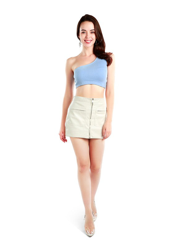 PU Zipper Skirt