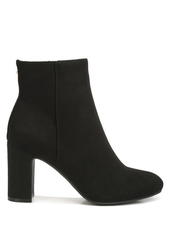 Microfiber Block Ankle Boots