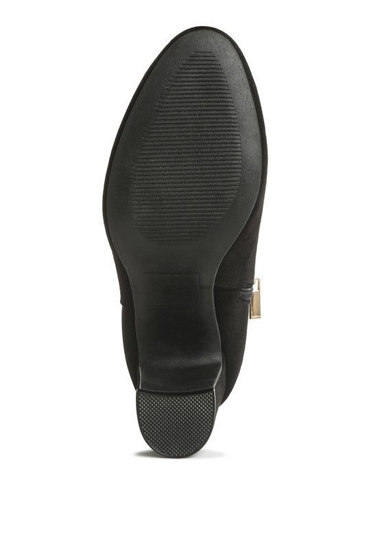 Microfiber Block Ankle Boots