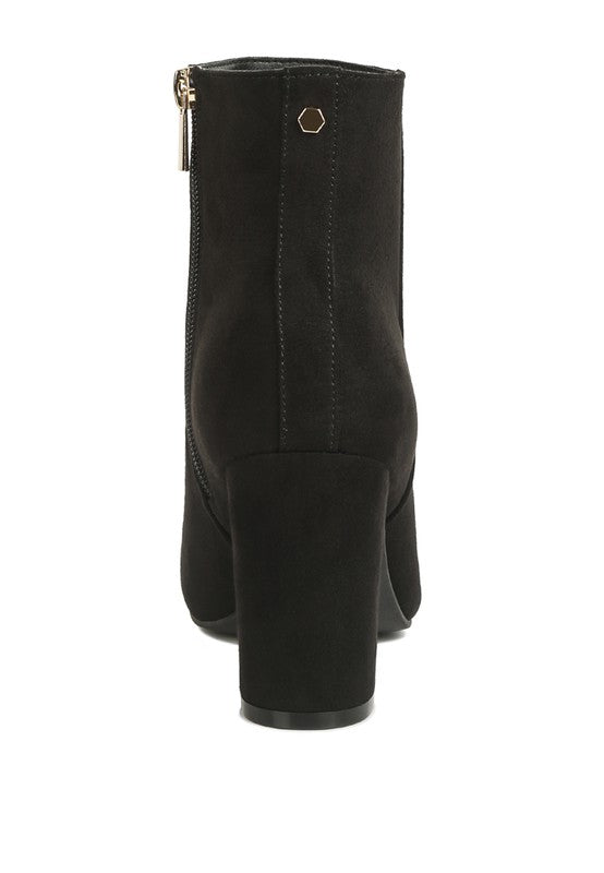 Microfiber Block Ankle Boots