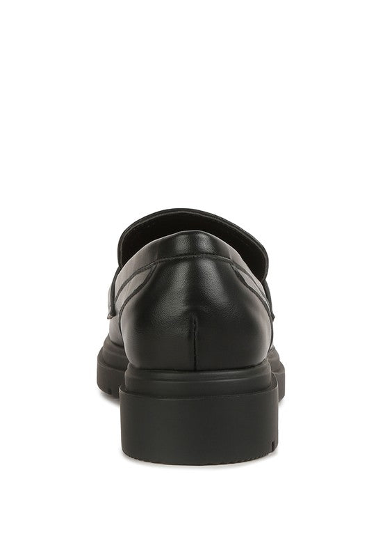 PU Buckle Embellishment Loafers
